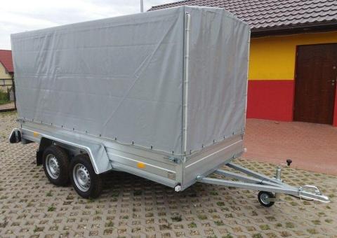 PRZYCZEPA DWUOSIOWA  325x145x35 RYDWAN EURO C-750 G3 Otwierana przednia burta i plandeka